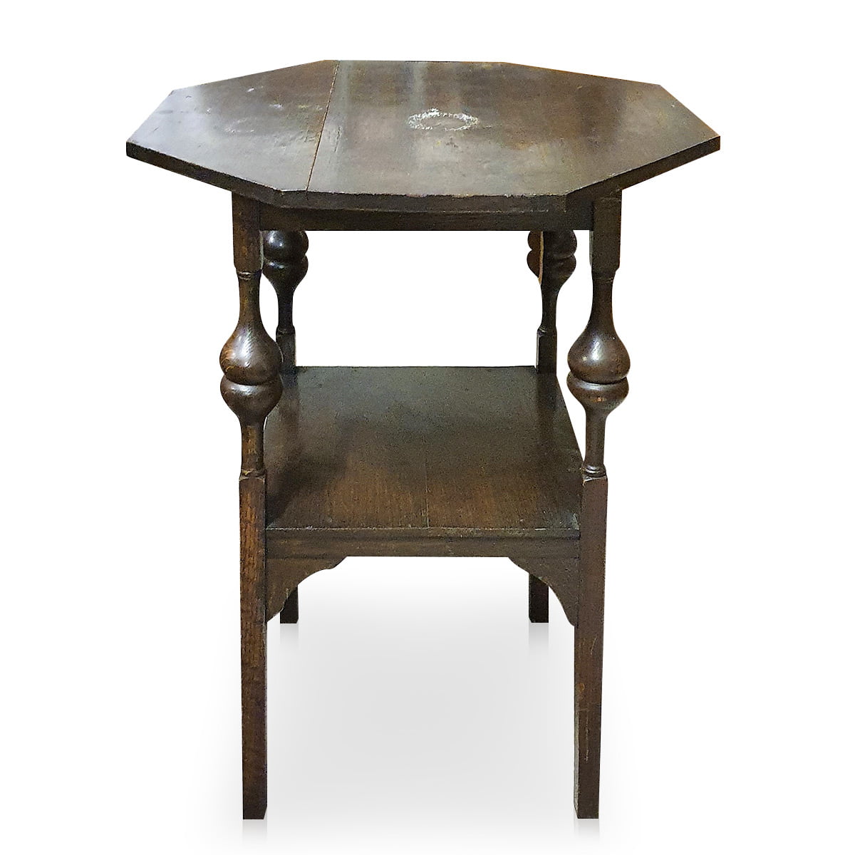 Octagonal arts and crafts movement side table with undershelf