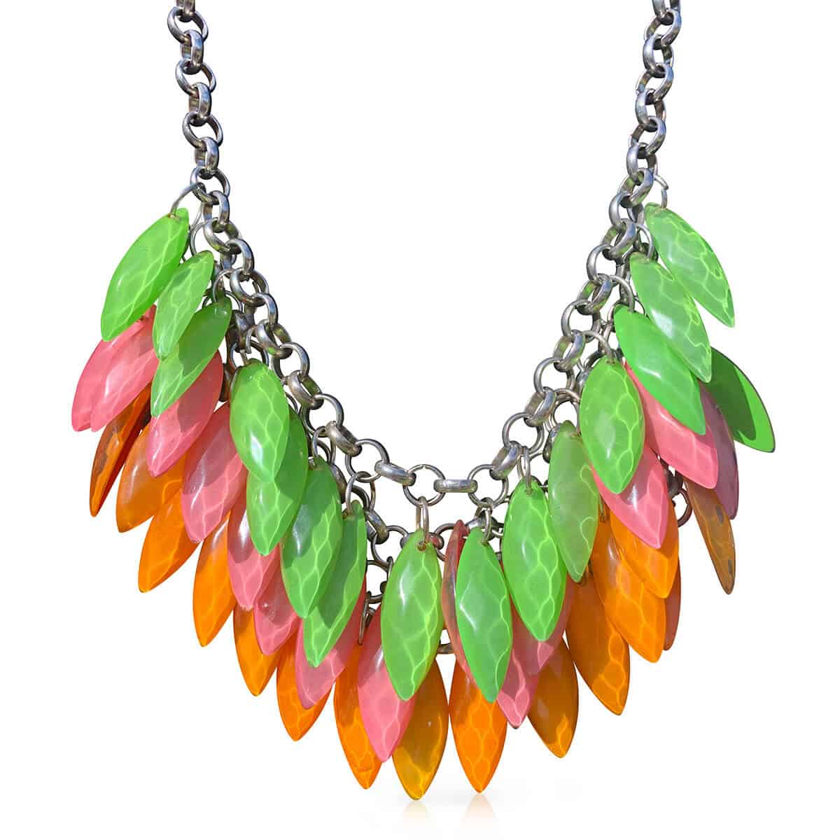 Green and orange leaf necklace