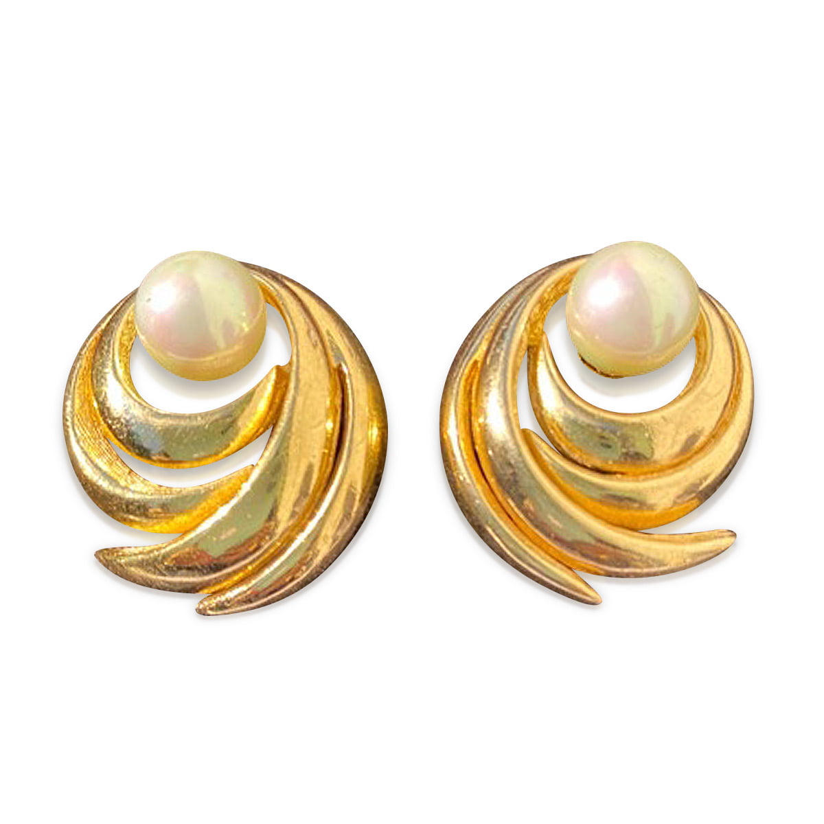 Christian Dior swirl with costume pearls clip earrings