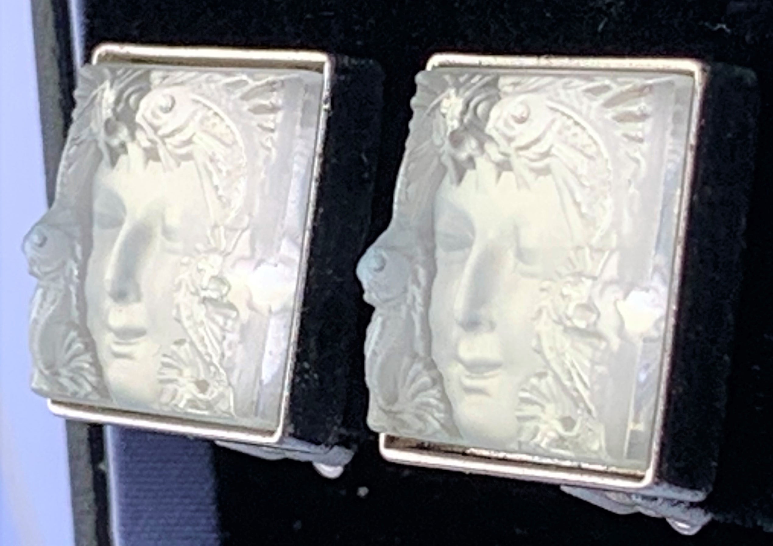 Lalique "Arethuse" Masque de Femme Clip Earrings