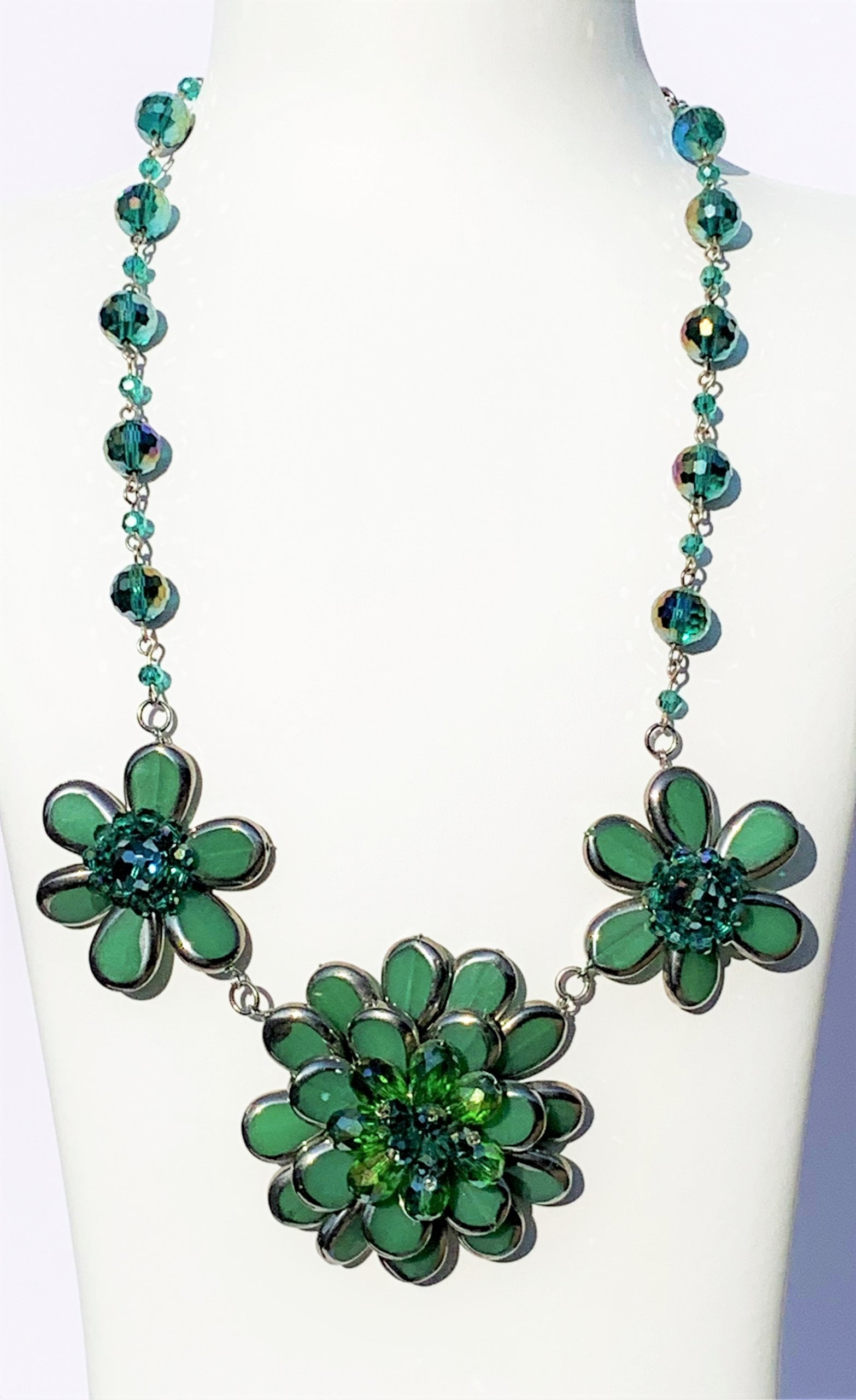 Butler and wilson green flower necklace