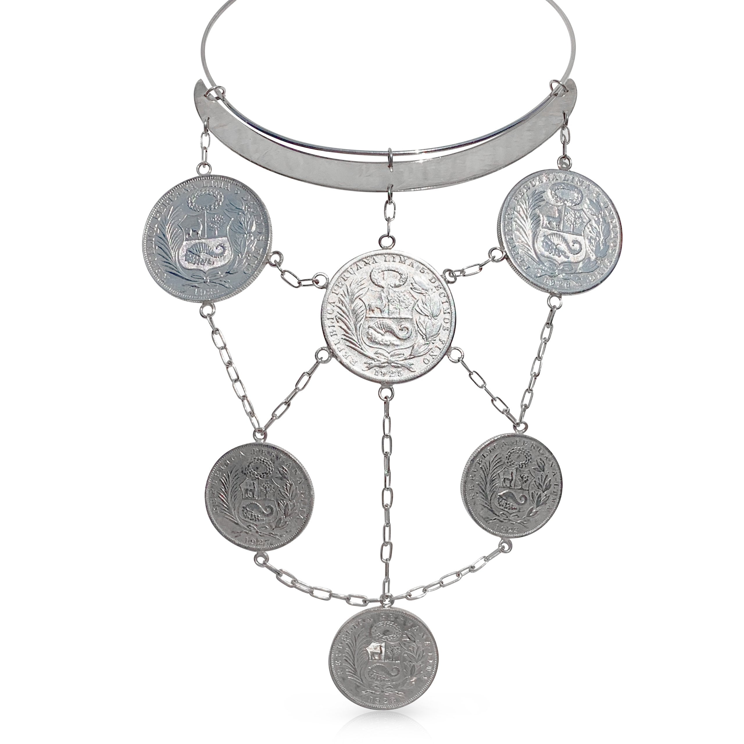 Peruvian silver coins necklace