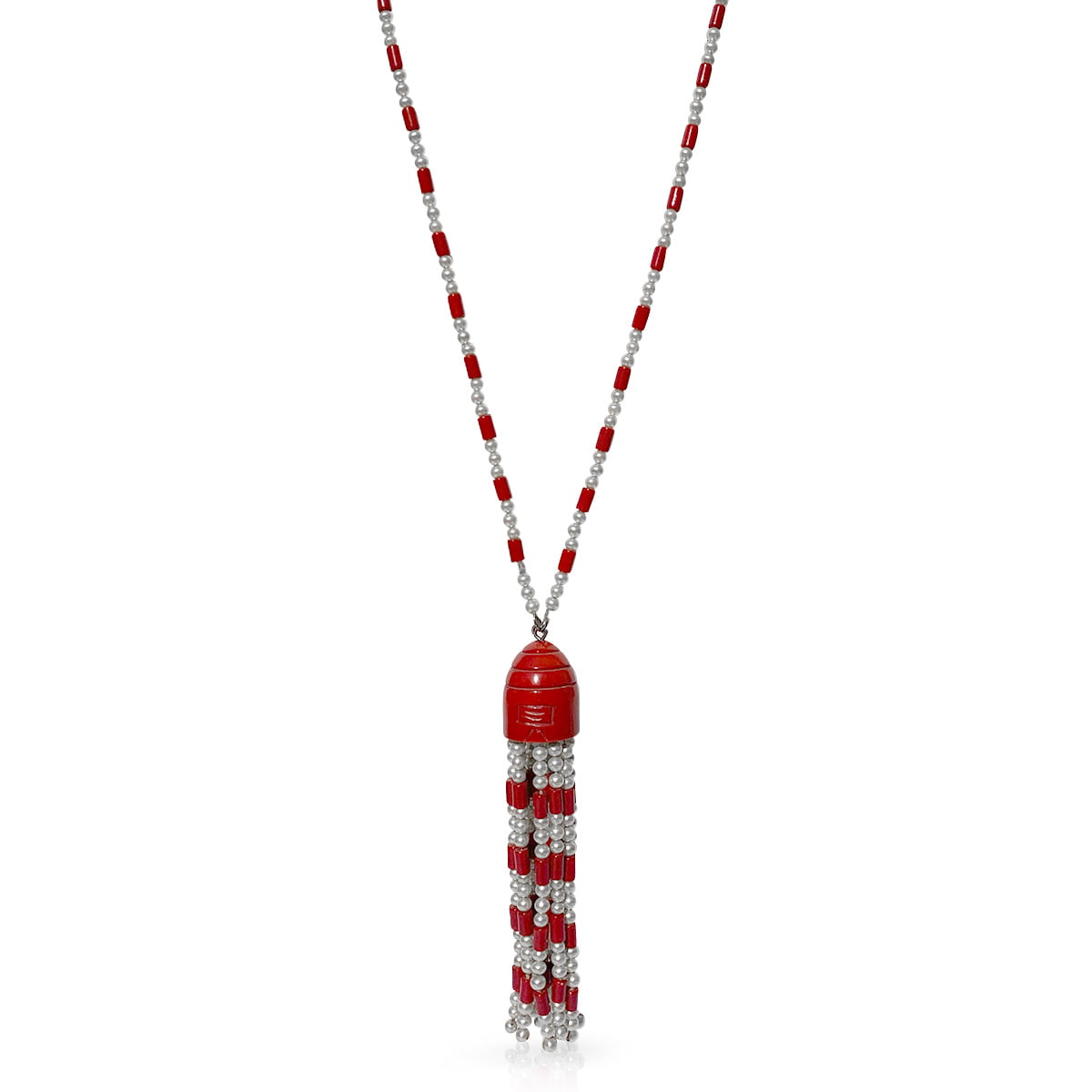 Art Deco red and white glass sautoir