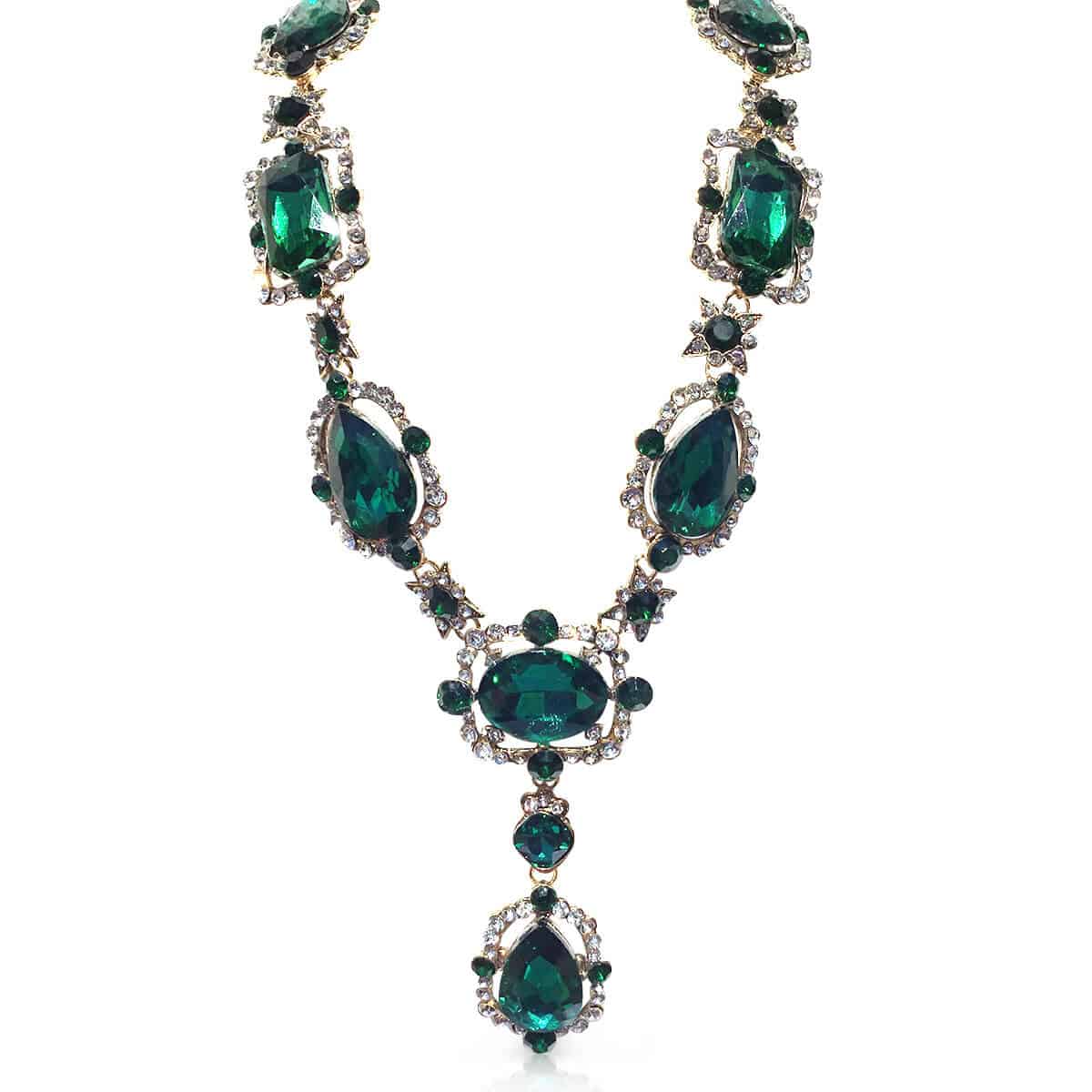 Emerald Green Crystal Glass Necklace by Oscar de la Renta