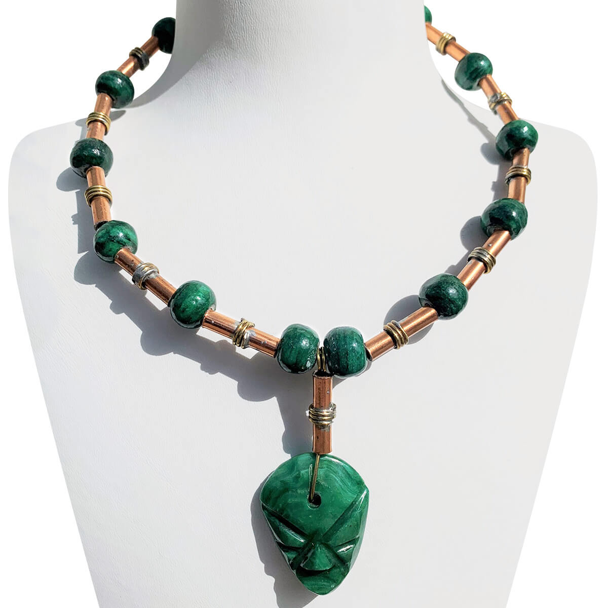 Mexican Laton Necklace in Green