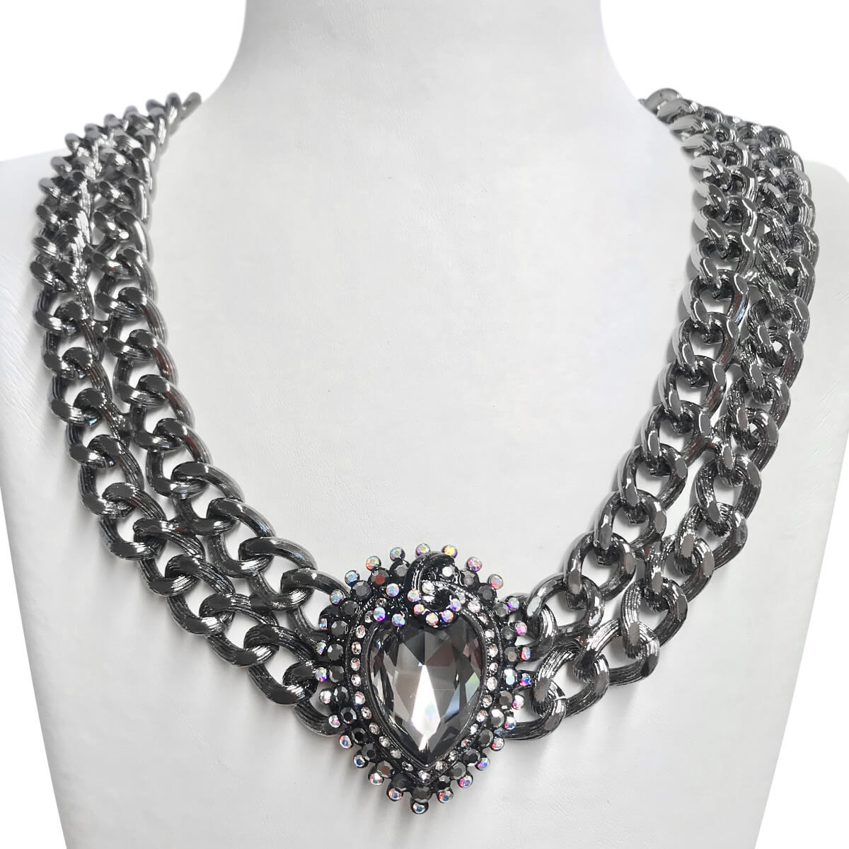 Butler and Wilson chainlink necklace with facetted crystal
