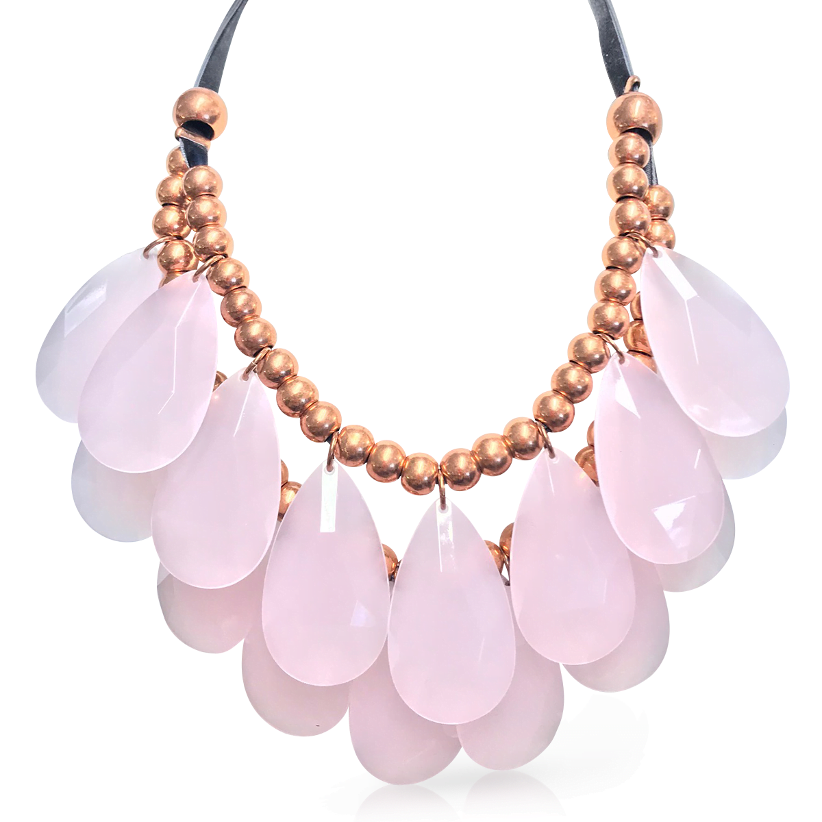Joan Rivers Two row Pink resin drops necklace