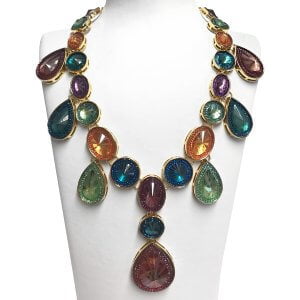Butler and wilson dramatic necklace with multicoloured faccetted glass