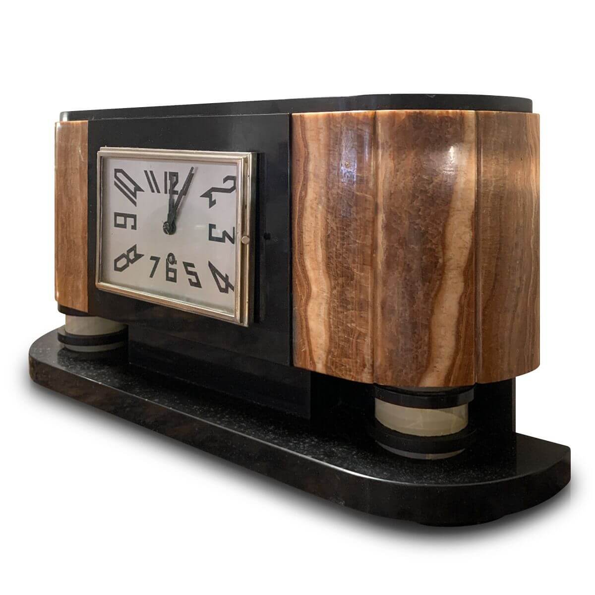Art Deco Brown Marble Clock
