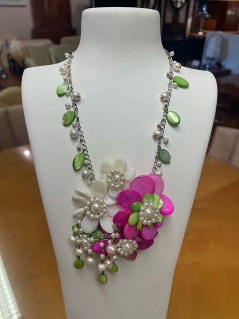 Butler and Wilson pink and green necklace