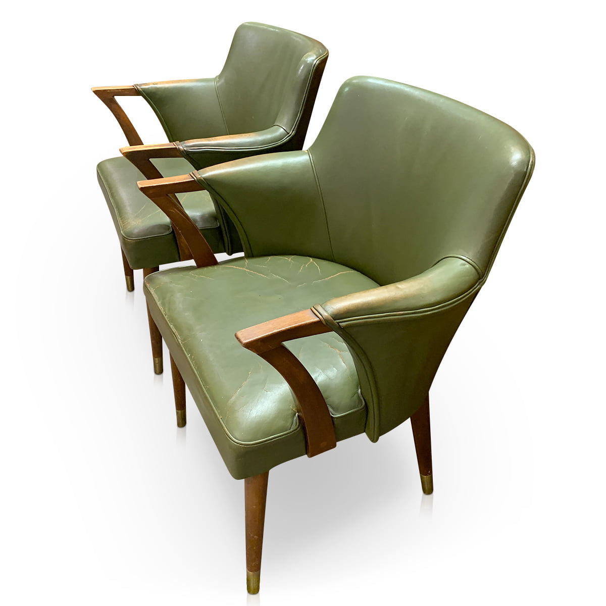 1970s vintage green armchairs
