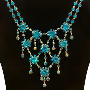 1950s Aurora Borealis Teal Blue Necklace
