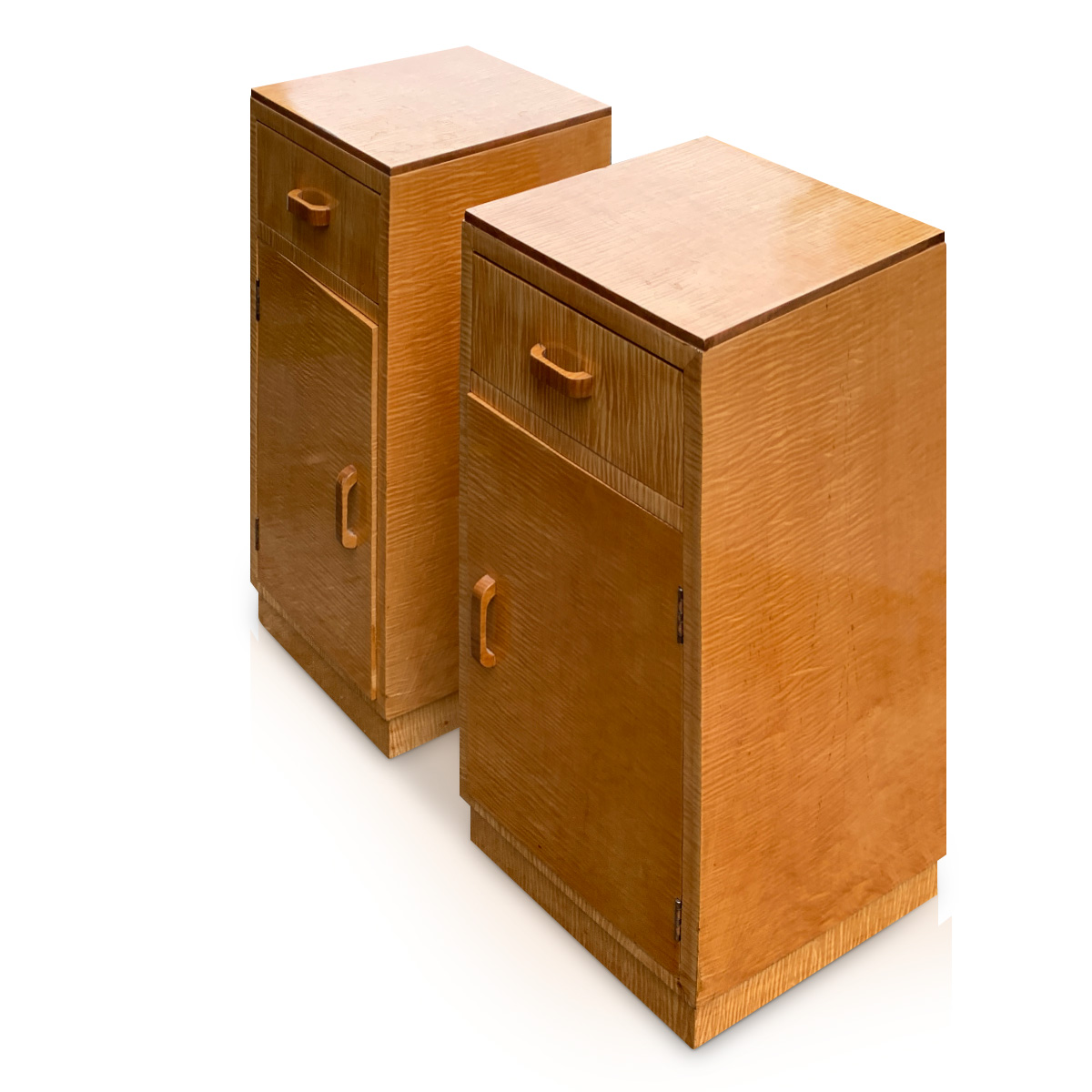 Art Deco Bedside Cabinets blonde wood