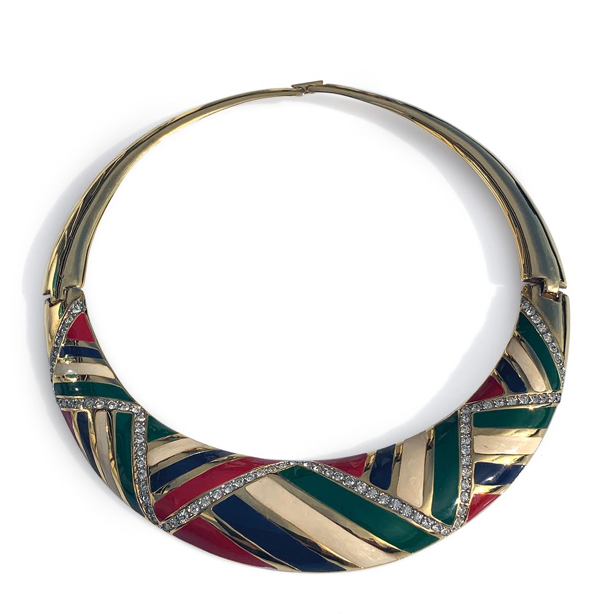 Art Deco inspired Collar geometric cream, green, red